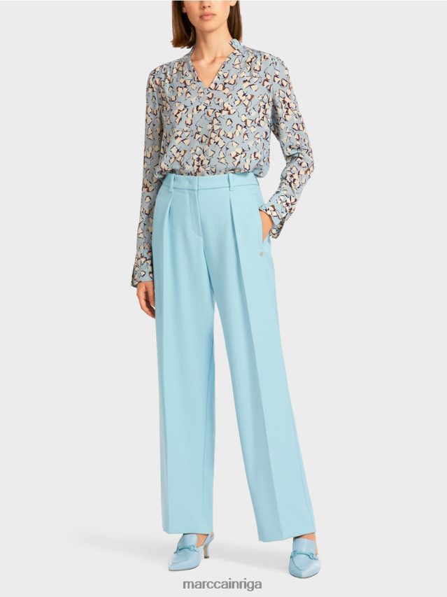 apģērbs atmosfēras zils VRBHXD734 Marc Cain vieglas bikses ar presētām krokām