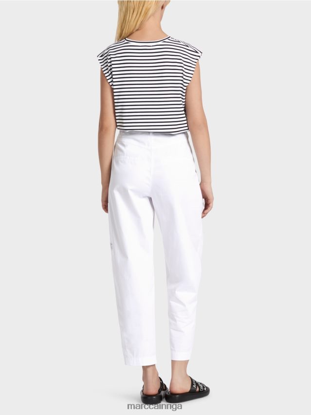 apģērbs balts VRBHXD600 Marc Cain \"pārdomāt kopā\" ​​kroku bikses