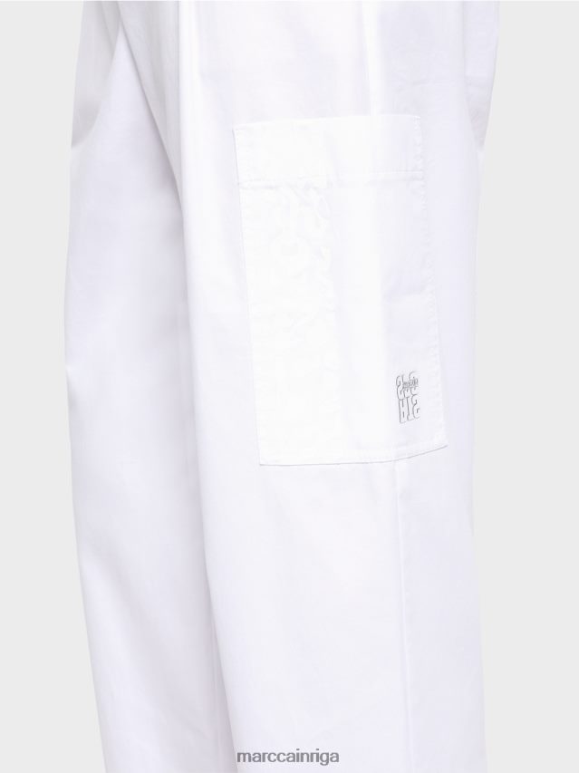 apģērbs balts VRBHXD600 Marc Cain \"pārdomāt kopā\" ​​kroku bikses