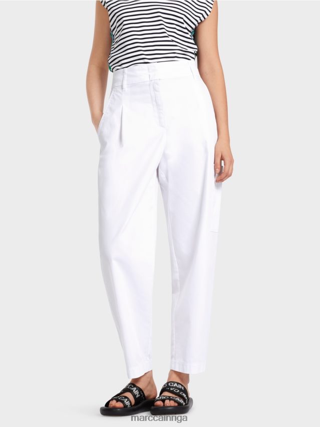 apģērbs balts VRBHXD600 Marc Cain \"pārdomāt kopā\" ​​kroku bikses