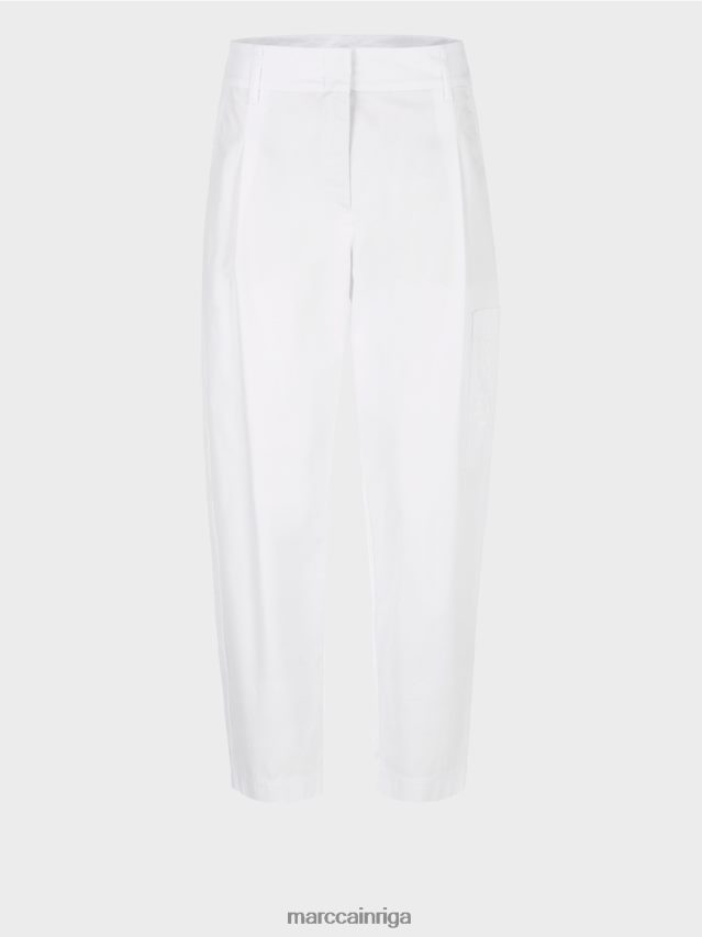 apģērbs balts VRBHXD600 Marc Cain \"pārdomāt kopā\" ​​kroku bikses