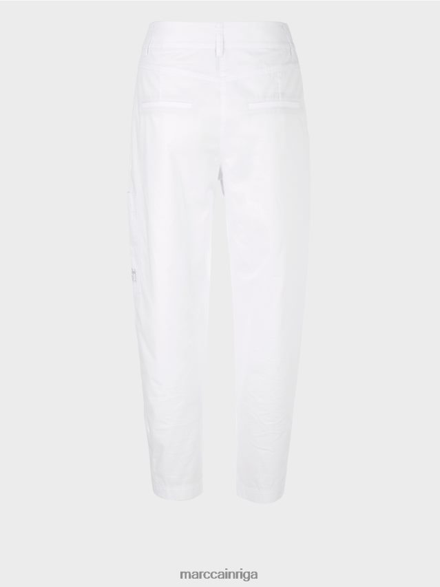 apģērbs balts VRBHXD600 Marc Cain \"pārdomāt kopā\" ​​kroku bikses