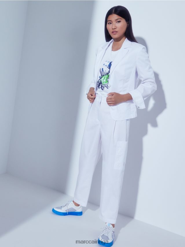 apģērbs balts VRBHXD600 Marc Cain \"pārdomāt kopā\" ​​kroku bikses