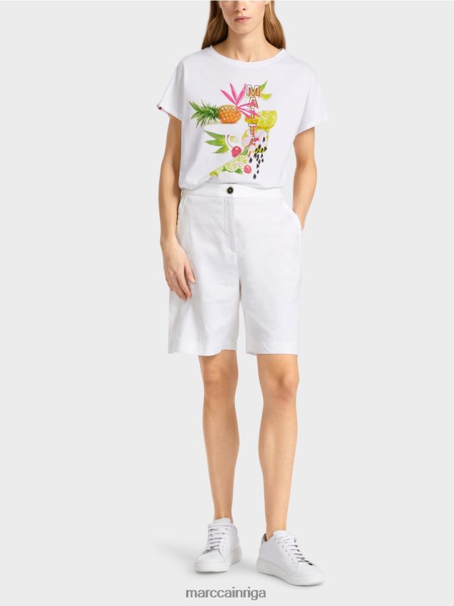 apģērbs balts VRBHXD622 Marc Cain sievišķīgi šorti ar elastīgu jostasvietu