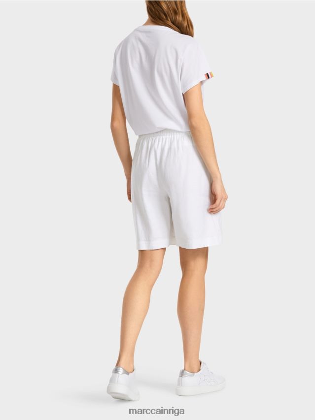 apģērbs balts VRBHXD622 Marc Cain sievišķīgi šorti ar elastīgu jostasvietu