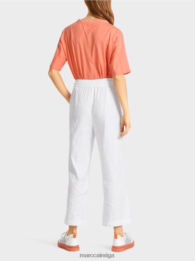apģērbs balts VRBHXD626 Marc Cain ikdienas vasaras bikses no lina maisījuma