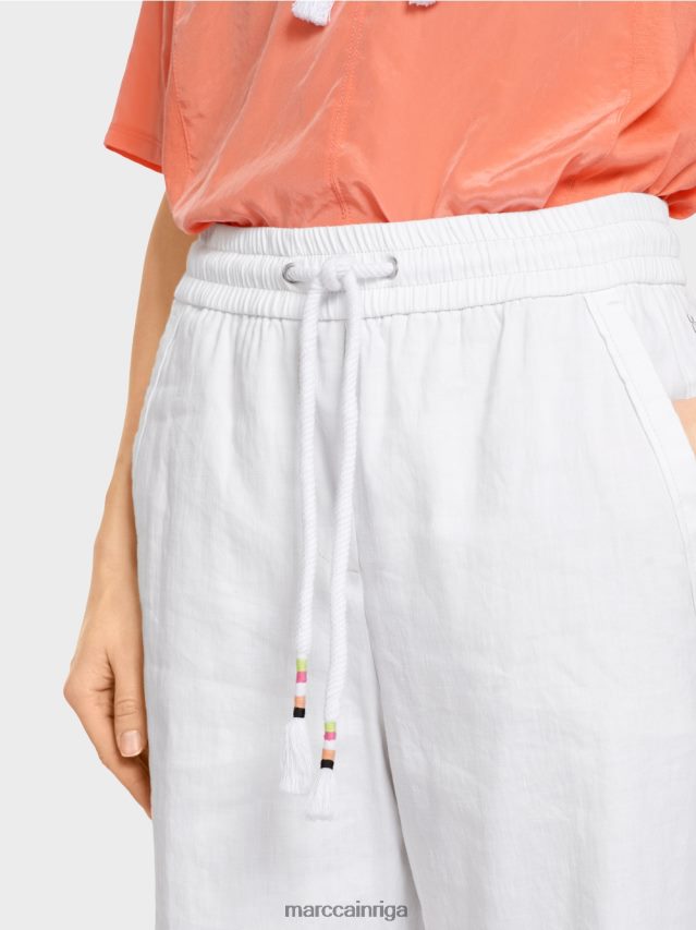 apģērbs balts VRBHXD626 Marc Cain ikdienas vasaras bikses no lina maisījuma
