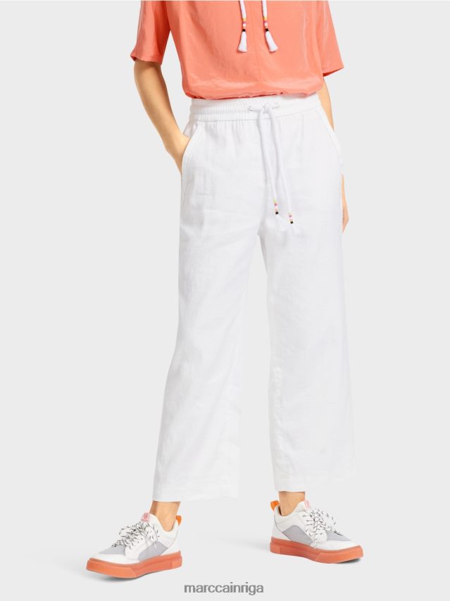 apģērbs balts VRBHXD626 Marc Cain ikdienas vasaras bikses no lina maisījuma