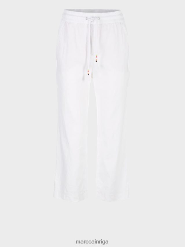apģērbs balts VRBHXD626 Marc Cain ikdienas vasaras bikses no lina maisījuma