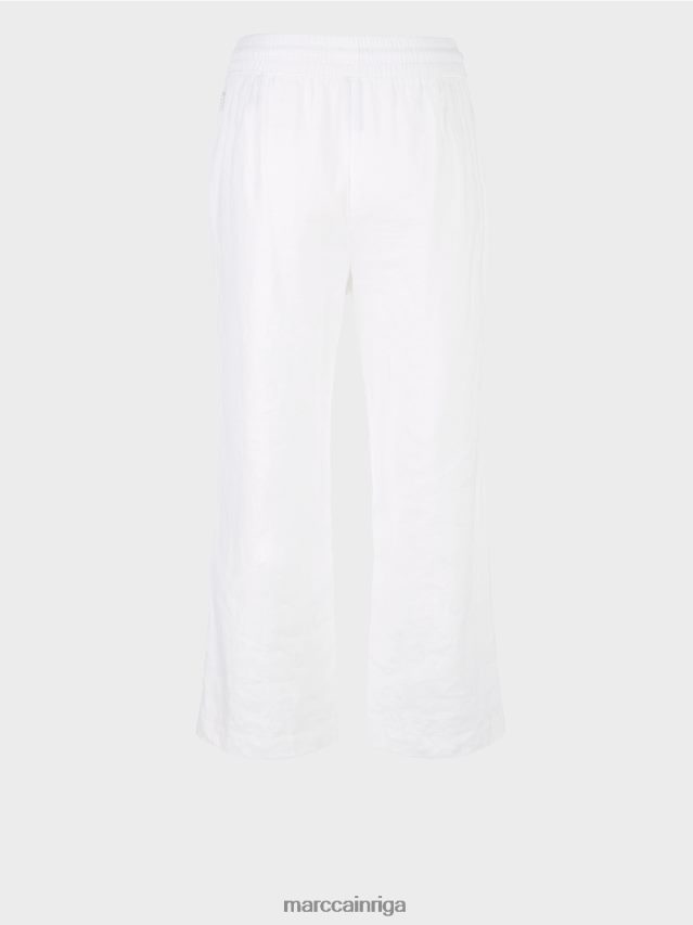 apģērbs balts VRBHXD626 Marc Cain ikdienas vasaras bikses no lina maisījuma