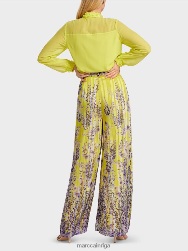 apģērbs citronzaļš VRBHXD631 Marc Cain platas bikses ar wisteria apdruku