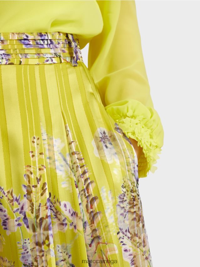 apģērbs citronzaļš VRBHXD631 Marc Cain platas bikses ar wisteria apdruku