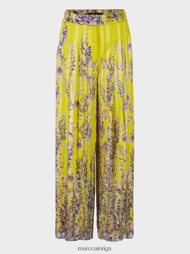 apģērbs citronzaļš VRBHXD631 Marc Cain platas bikses ar wisteria apdruku
