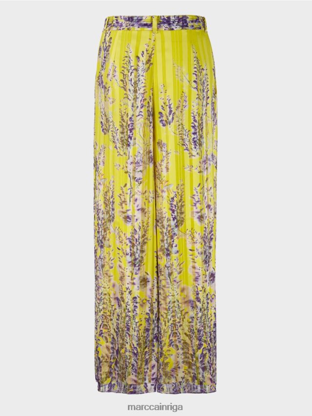apģērbs citronzaļš VRBHXD631 Marc Cain platas bikses ar wisteria apdruku