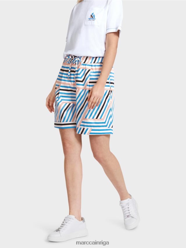 apģērbs debeszils VRBHXD599 Marc Cain sportiski svītraini šorti