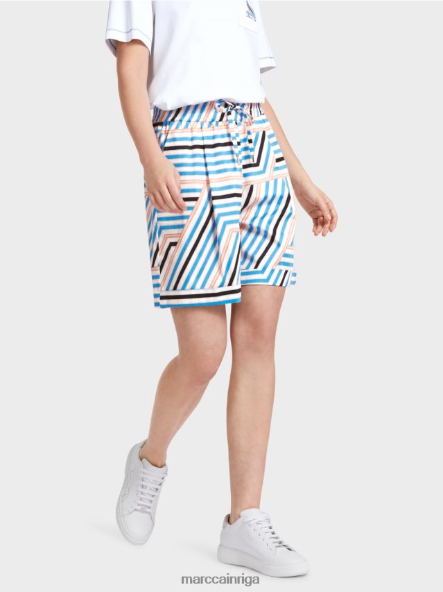 apģērbs debeszils VRBHXD599 Marc Cain sportiski svītraini šorti
