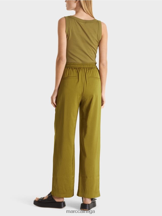 apģērbs dzeltena olīva VRBHXD695 Marc Cain brīvas bikses ar skriešanas jostasvietu