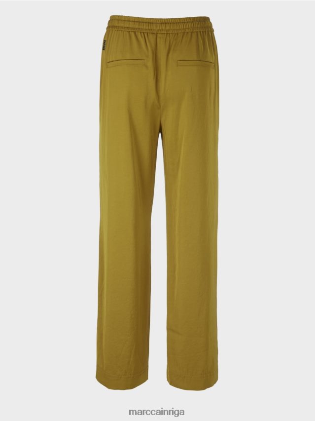 apģērbs dzeltena olīva VRBHXD695 Marc Cain brīvas bikses ar skriešanas jostasvietu