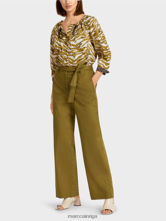 apģērbs dzeltena olīva VRBHXD697 Marc Cain "pārdomāt kopā" ​​papīra maisiņu stila bikses