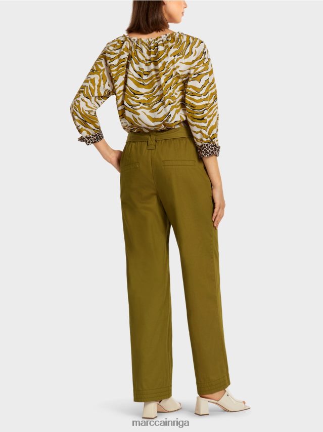 apģērbs dzeltena olīva VRBHXD697 Marc Cain \"pārdomāt kopā\" ​​papīra maisiņu stila bikses