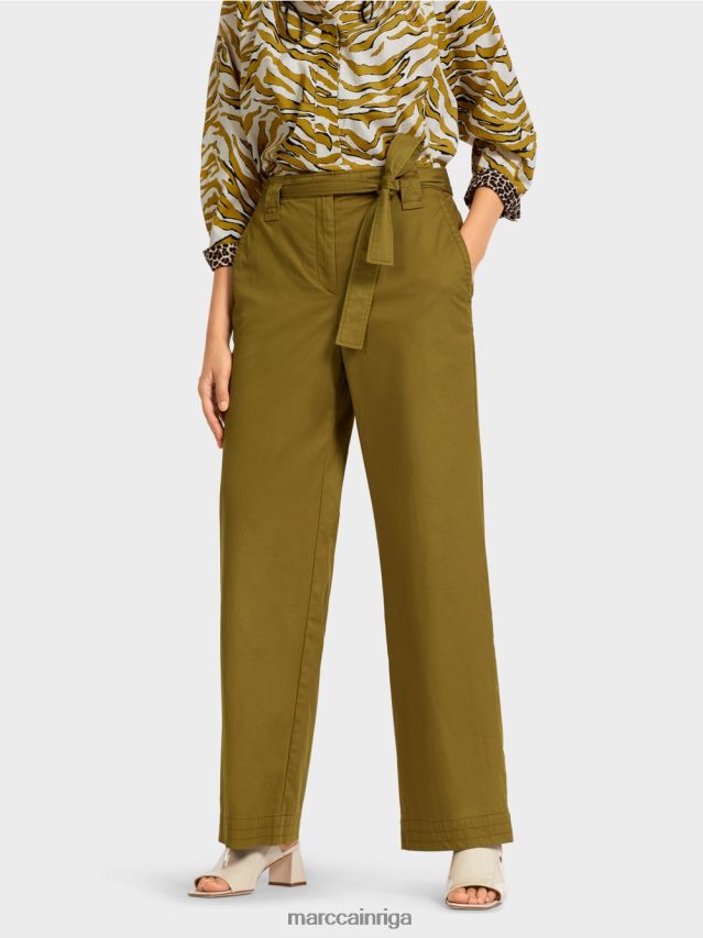 apģērbs dzeltena olīva VRBHXD697 Marc Cain \"pārdomāt kopā\" ​​papīra maisiņu stila bikses