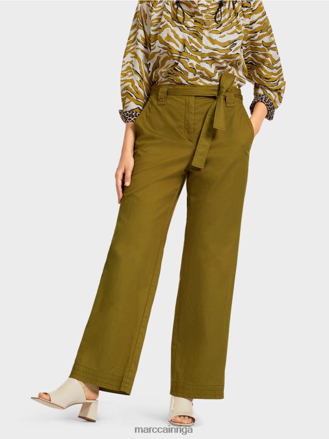 apģērbs dzeltena olīva VRBHXD697 Marc Cain \"pārdomāt kopā\" ​​papīra maisiņu stila bikses