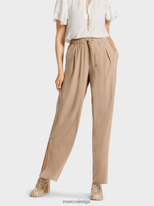 apģērbs dziļas smiltis VRBHXD632 Marc Cain elastīgas zīda bikses