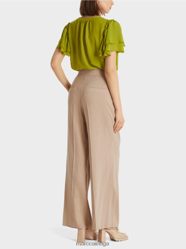 apģērbs dziļas smiltis VRBHXD637 Marc Cain plisētas lina bikses