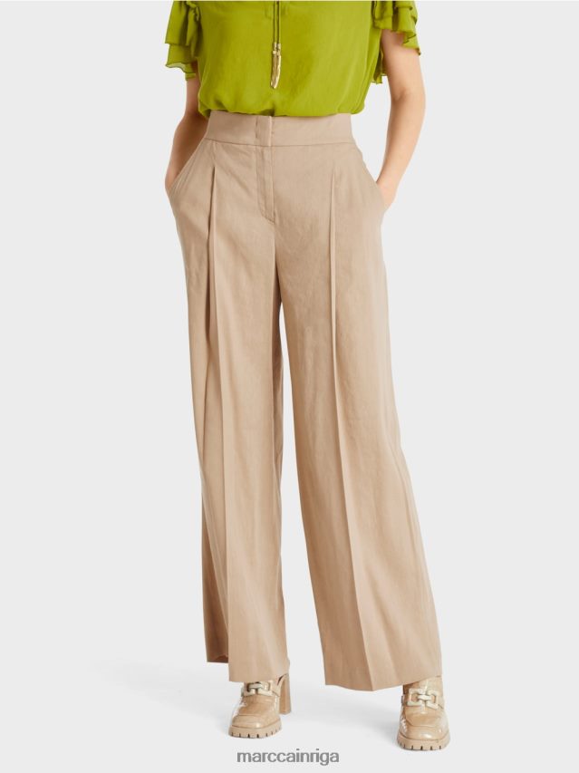apģērbs dziļas smiltis VRBHXD637 Marc Cain plisētas lina bikses