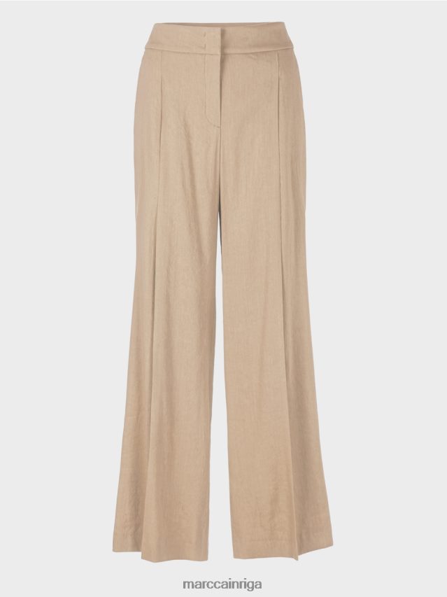 apģērbs dziļas smiltis VRBHXD637 Marc Cain plisētas lina bikses