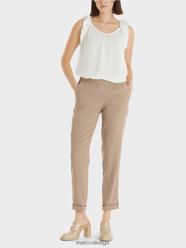 apģērbs dziļas smiltis VRBHXD642 Marc Cain lina bikses ar skriešanas jostasvietu