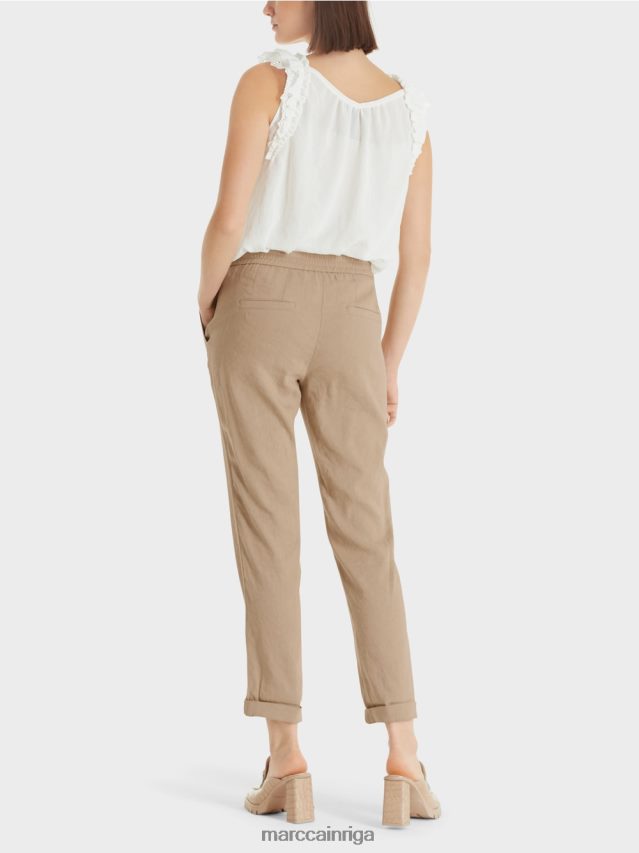 apģērbs dziļas smiltis VRBHXD642 Marc Cain lina bikses ar skriešanas jostasvietu