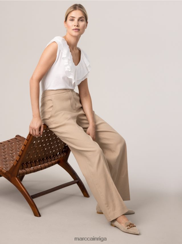 apģērbs dziļas smiltis VRBHXD673 Marc Cain wukari lina un viskozes bikses