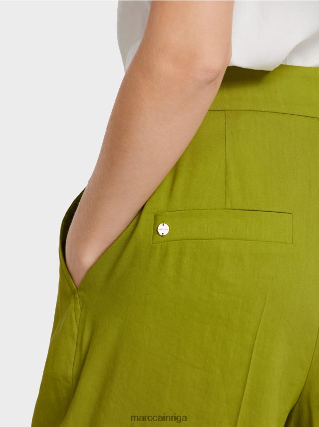 apģērbs dziļi olīvzaļa VRBHXD638 Marc Cain plisētas lina bikses