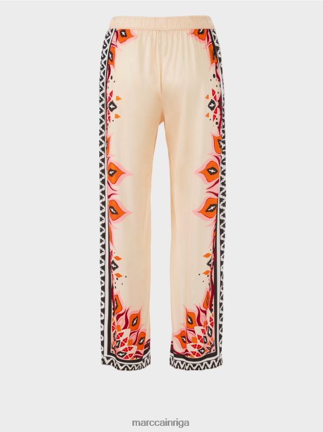 apģērbs dziļi sarkans VRBHXD606 Marc Cain viskozes bikses ar jauktiem rakstiem