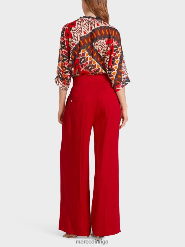 apģērbs dziļi sarkans VRBHXD610 Marc Cain plisētas lina bikses