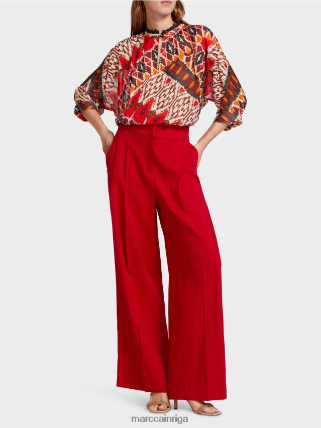 apģērbs dziļi sarkans VRBHXD610 Marc Cain plisētas lina bikses