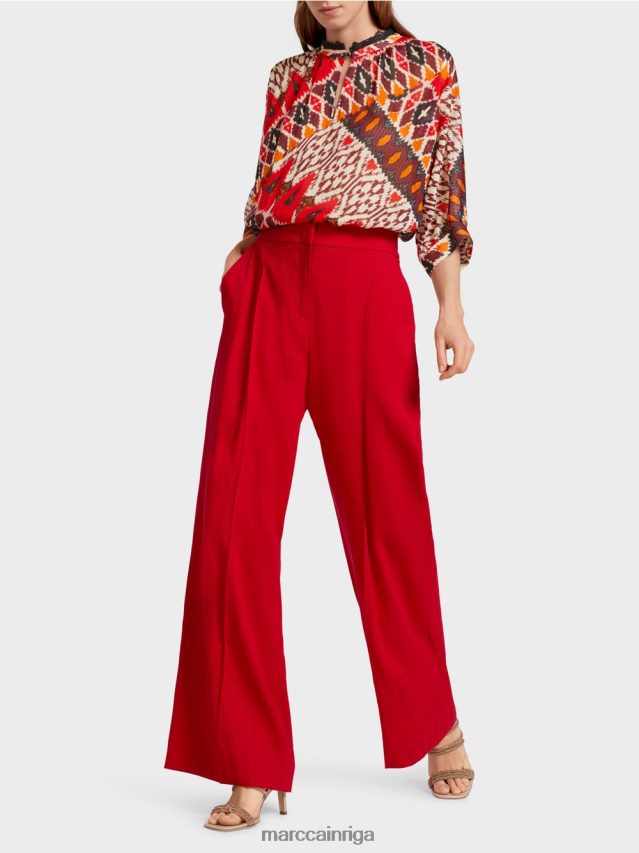 apģērbs dziļi sarkans VRBHXD610 Marc Cain plisētas lina bikses