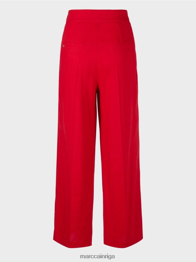 apģērbs dziļi sarkans VRBHXD610 Marc Cain plisētas lina bikses
