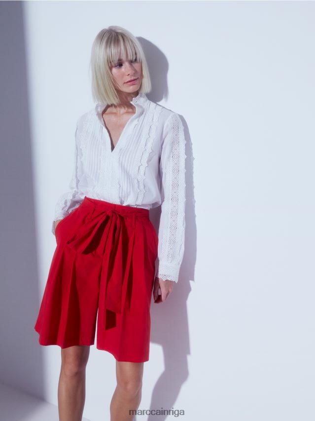 apģērbs dziļi sarkans VRBHXD611 Marc Cain papīra maisiņu stila šorti