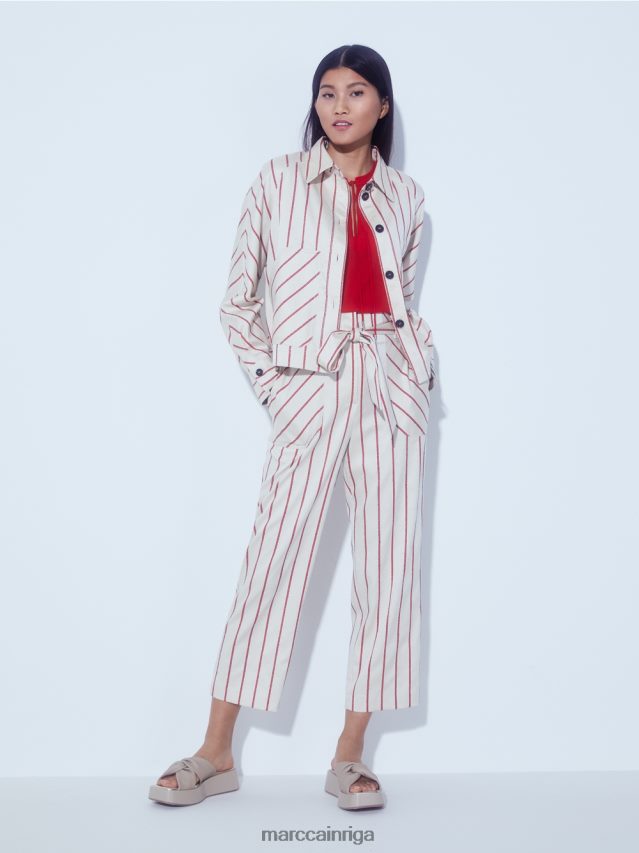 apģērbs dziļi sarkans VRBHXD612 Marc Cain bikses papīra maisiņu stilā