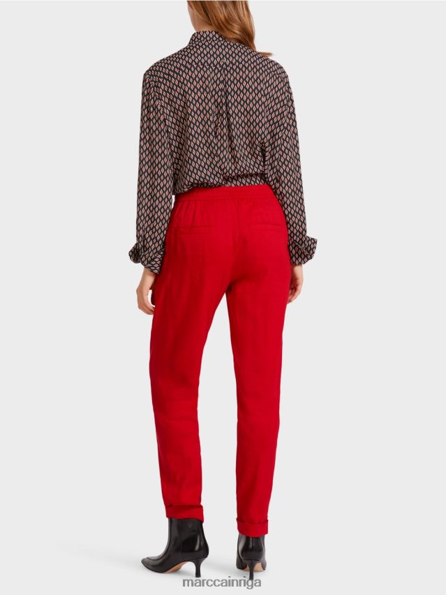 apģērbs dziļi sarkans VRBHXD613 Marc Cain lina bikses ar skriešanas jostasvietu
