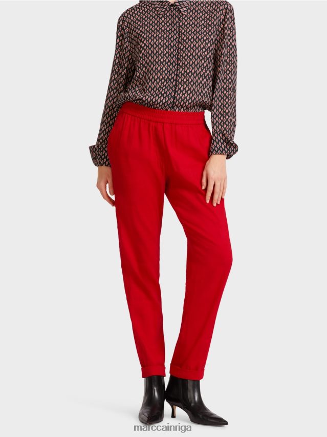 apģērbs dziļi sarkans VRBHXD613 Marc Cain lina bikses ar skriešanas jostasvietu
