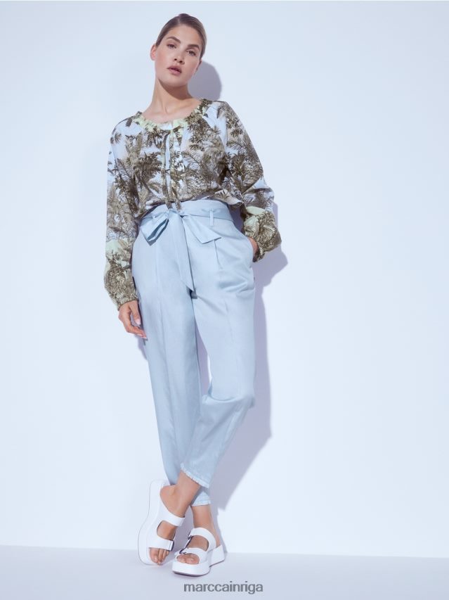 apģērbs gaiši pūderzils VRBHXD691 Marc Cain bikses papīra maisiņu stilā