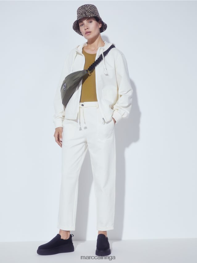 apģērbs gaišs ekrus VRBHXD705 Marc Cain elastīgas kokvilnas bikses