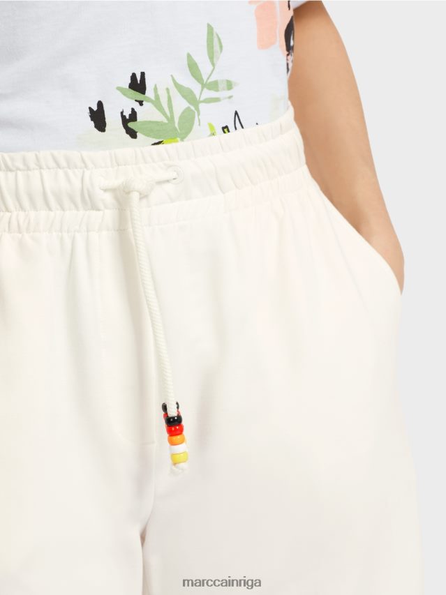 apģērbs gandrīz balts VRBHXD618 Marc Cain bikses ar mežģīnēm un apdruku