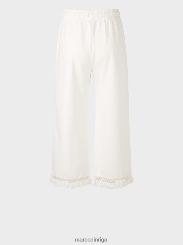 apģērbs gandrīz balts VRBHXD618 Marc Cain bikses ar mežģīnēm un apdruku