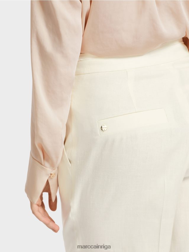 apģērbs gandrīz balts VRBHXD645 Marc Cain wukari lina un viskozes bikses