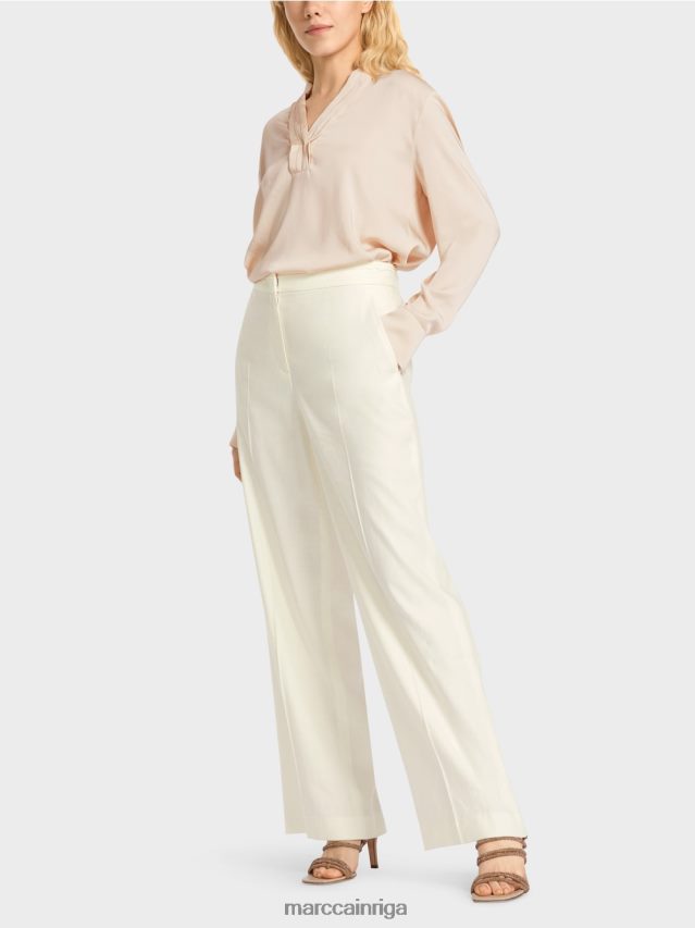 apģērbs gandrīz balts VRBHXD645 Marc Cain wukari lina un viskozes bikses