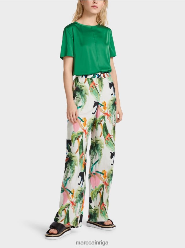 apģērbs gandrīz balts VRBHXD650 Marc Cain wukari bikses ar tropu motīvu